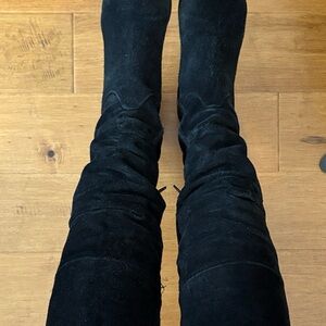 Black Suede Knee-High Boots 9